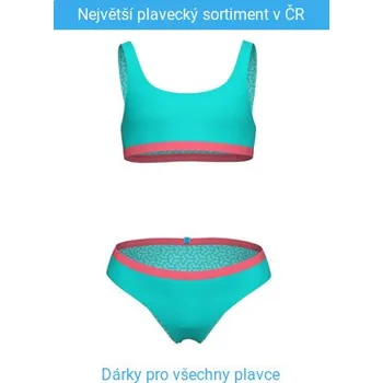 Dívčí plavky Arena Essentials Bralette Bikini Girls Water/Calypso Coral 128cm