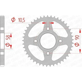 Nářadí na motocykly Ocelové zadní kolo řetězky Afam 10223 42 zubů, rozměr 428