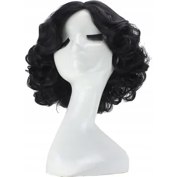 Karnevalová paruka Korbi paruka polodlouhé vlasy černé kudrnaté