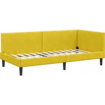Postel Rám postele rohový S čelem Žlutý 80 cm x 200 cm látka