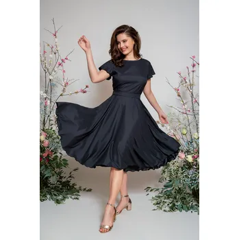 Dámské šaty MiaBella Midi zavinovací šaty s výstřihem véčko & lodička vel. 34-40 Barva: Šedá /ash/, Velikost: 38