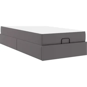Postel Rám postele s matrací Šedá 90 x 190 cm Umělá kůže