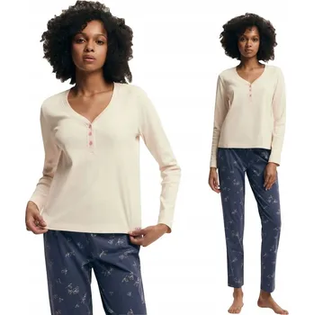 Dámské pyžamo Dámské pyžamo Delanie Henderson | krémové, tmavě modré L