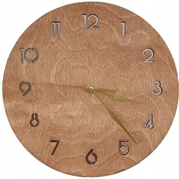 Hodiny Nástěnné hodiny - průměr 24cm, světlý dub, zlaté ručičky