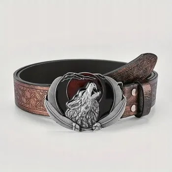 Opasek Pásek pásek vlk měsíc vintage měděný hnědý steampunk zaklínač 120 cm