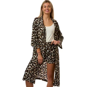 Dámské noční prádlo Lehký dámský komplet z plátýnka se zvířecím vzorem 1G0743 hnědá s