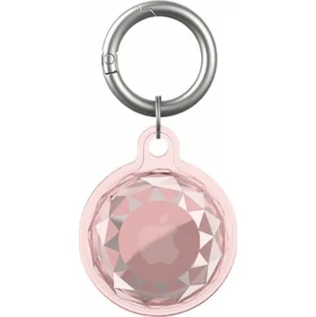 Pouzdro na mobilní telefon Transparentní obal s diamantovým efektem pro AirTag - růžový