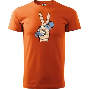 Pánské tričko Sablio Tričko s potiskem Ride & chill - oranžové 5XL