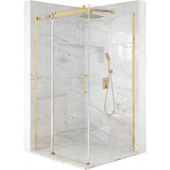 Sprchový kout čtvercová posuvná zlatá 90x90 cm sklo 8 mm + povrchová úprava