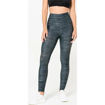 DOMYOS Dámské fitness legíny s vysokým pasem s potiskem M ŠEDÁ