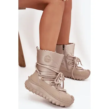 Dívčí sněhule Dámské kožené sněhule na platformě Lee Cooper – béžovo-zlaté Velikost: 39