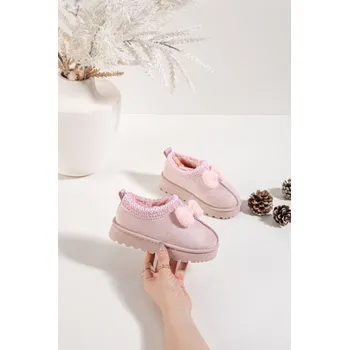 Dívčí obuv Dětské sněhule s výšivkou a mašlí Růžové Daven 30