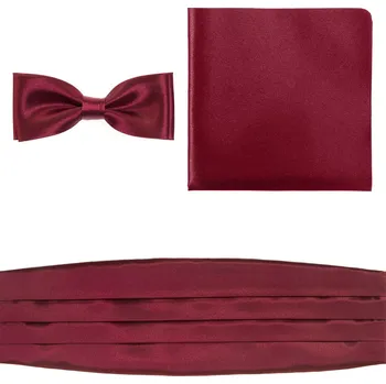 Motýlek Avantgard Smokingový pás s motýlkem a kapesníčkem bordó lesk 853-9022