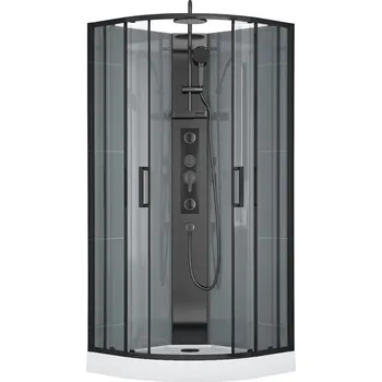 Kerra Masážní sprchový box bez silikonování – Wega Black 90×, MBWB90