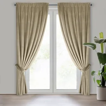 Závěs ANTARA z hladkého sametu s vázací šerpou 140 x 300 cm