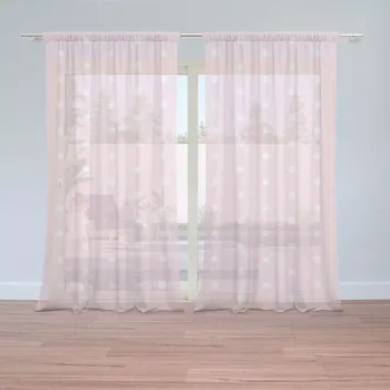 Záclona Sablio Záclony Bílé puntíky na růžové: 2ks 150x250cm