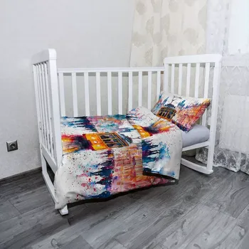 Povlečení Sablio Mikroplyšové dětské povlečení do postýlky Žlutá tramvaj Paint - 120x90 / 40x60