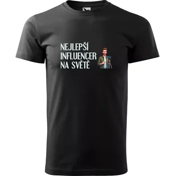 Sablio Tričko s potiskem Nejlepší influencer na světě - černé 5XL