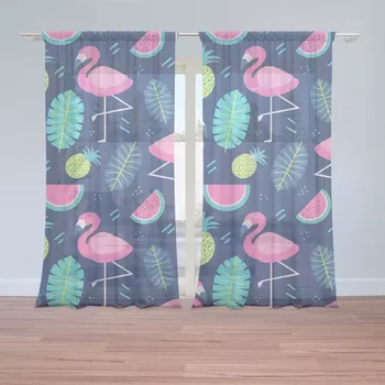 Záclona Sablio Záclony Růžoví plameňáci: 2ks 150x250cm