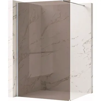 Bezrámová sprchová zástěna REA FLEXI 140 cm, chrom/hnědá kouřová - bez vaničky