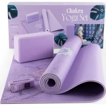 podložka na cvičení MYGA Sada Myga Yoga: podložka, blok, popruh 173cm FIALOVÁ