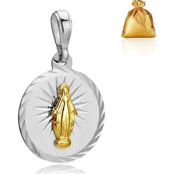 Přívěsek POSTŘÍBŘENÝ ZLATEM DÁMSKÝ MEDAILONEK PŘÍVĚSEK Matka Boží ZÁZRAČNÁ STŘÍBRO 925