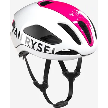 Cyklistická přilba VAN RYSEL Helma na silniční cyklistiku odvětraná Mips RCR-F Van Rysel Roubaix M BÍLÁ|RŮŽOVÁ