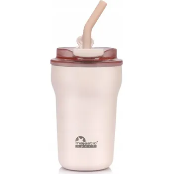 Termohrnek Termohrnek termoska se slámkou Majestic Sport Hoody růžový 420 ml