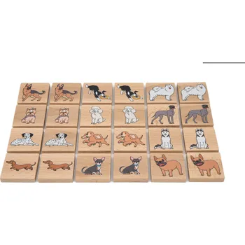 Dřevěná hračka Dřevěné pexeso psí svět – vzdělávací hra pro děti | Buklo