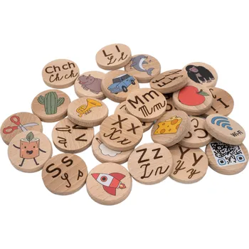 Výuková hračka Dřevěná abeceda poznávací – dřevěná vzdělávací hračka pro děti | Buklo