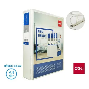 Pořadač A4/55mm 4 kroužkový \"D\" 25mm DELI E5615N