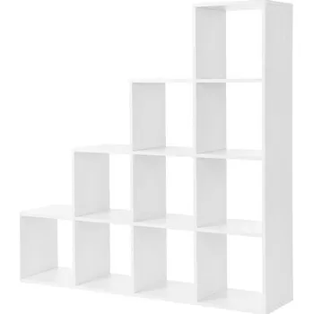 regál Stupňovitý regál schody trojúhelníkového tvaru bílý 129,5x129,5x29 cm