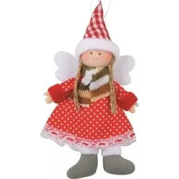 Vánoční dekorace Anděl v červených šatech 18cm