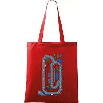 Nákupní taška Závodní dráha - Rodiče - Taška bavlněná - 42 x 38 cm ( Červená )