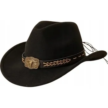 Klobouk Kovbojský klobouk černý fedora kostým lebka býka 50-57 cm kovbojský retro styl