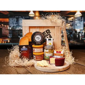 Dárkový potravinový koš Dárková bedna plná sýrů
