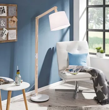 Stojací lampa Brilliant 09958A75 Stojací lampa CARLYN světlé dřevo