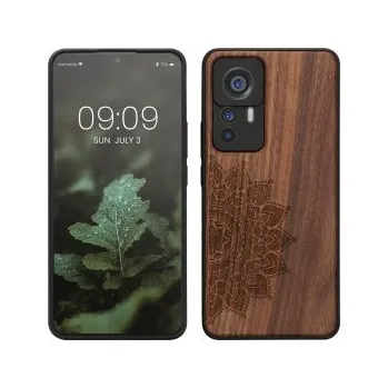 Pouzdro na mobilní telefon Dřevěné pouzdro pro Xiaomi 12T / 12T Pro - tmavě hnědá