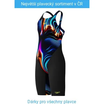 Dívčí plavky Speedo Fastskin Endurance+ Max Openback Kneeskin Girls Black/Blue 140cm
