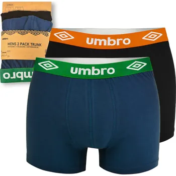 Pánské oblečení UMBRO Pánské boxerky 2 kusy Bavlna ZELENÁ ORANŽOVÁ Guma s Logem Velikost M