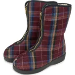 Vlnka Dámské důchodky z ovčí vlny na zip káro vínová velikost obuv dospělí 36