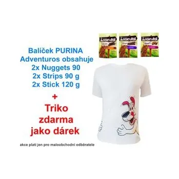 Pamlsek pro psa Purina balíček Adventuros 6 ks mix a Purina tričko zdarma Akce pro Mo zákazníky