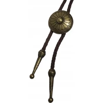 Kravata BOLO KRAVATA Kovbojská Western Divoký západ řemínek staré zlato ŠTÍT KVĚTINA