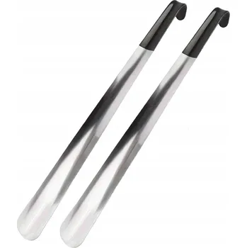 Pomůcka pro obuv a oblečení METALOVÁ LŽÍCE NA BOTY DLOUHÁ 42 CM S HÁČKEM ODOLNÁ PEVNÁ BYTELNÁ 2 KUSŮ