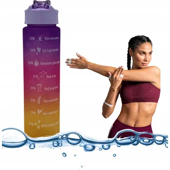 Láhev LAHEV NA PITÍ MOTIVAČNÍ LAHEV 1L S MĚRKOU, NEPROTÉKAJÍCÍ, BEZ BPA, PRO FITNESS A SPORT