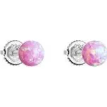 Stříbrné náušnice s růžovými syntetickými opály 11246.3 pink Evolution Group