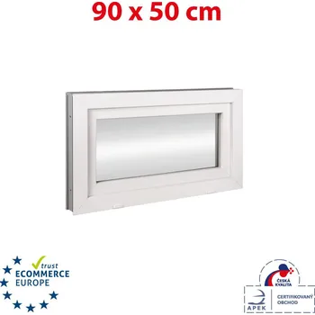 Okno Plastové okno 90x50 cm (900x500mm) sklopné bílé TROJSKLO Trocal