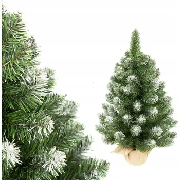 Vánoční stromek UMĚLÝ VÁNOČNÍ STROMEČEK Ozdobný Zasněžený Zelený Na stůl Malý 50 cm v Jutě