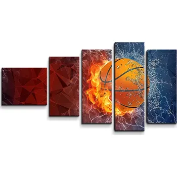 Obraz Sablio Obraz - 5-dílný Basketbalový míč - 100x60 cm
