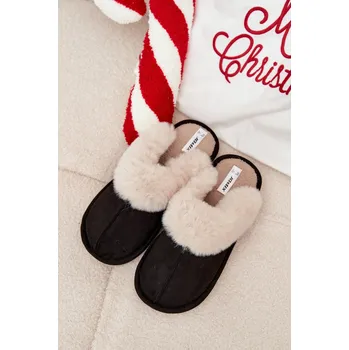 Dámské polobotky Dámské pantofle s kožíškem – černé Zanelia Velikost: 38/39